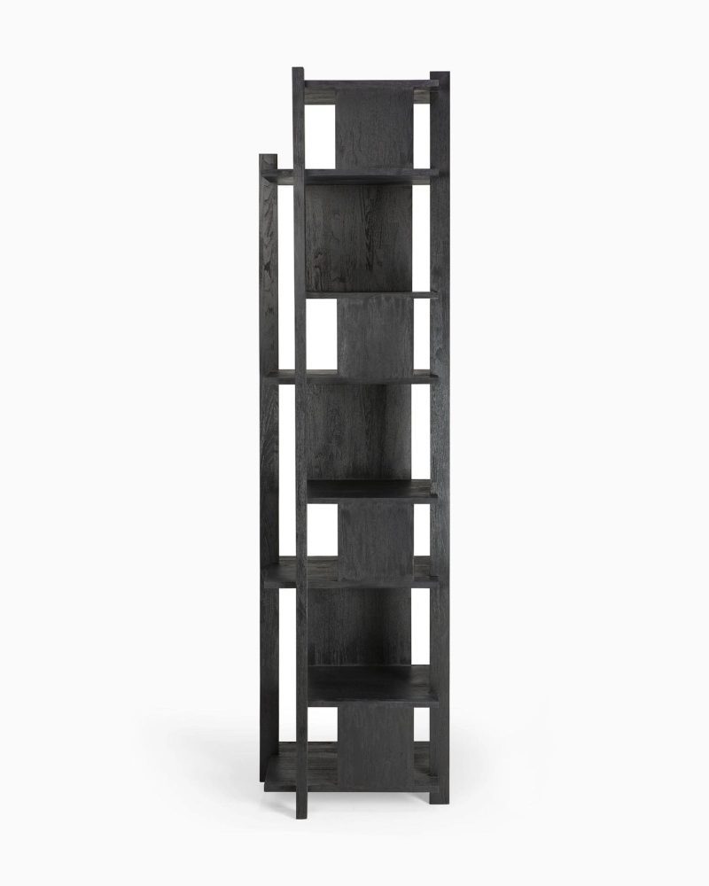 10115 Teak Abstract black column varnished back cut web