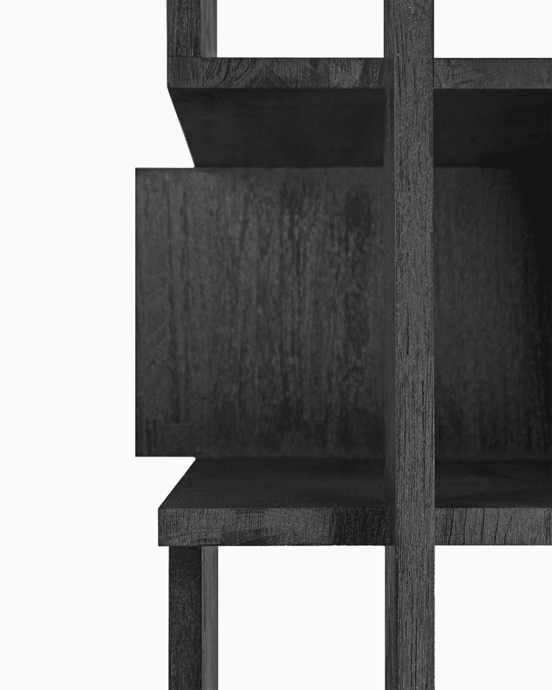 10115 Teak Abstract black column varnished det3 cut web