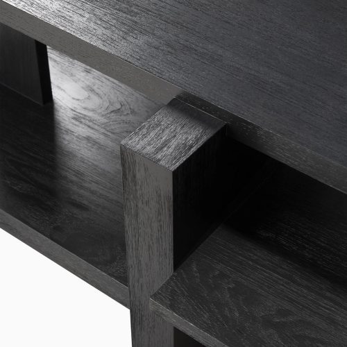 10118 Teak Abstract black coffee table varnished det01 cut web