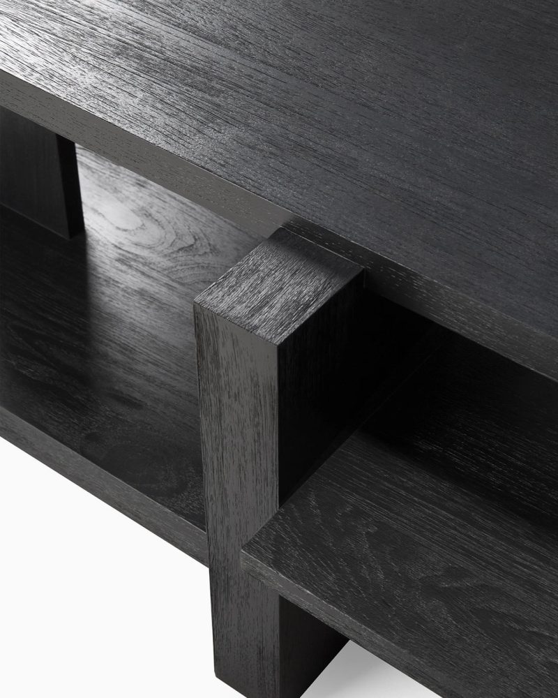 10118 Teak Abstract black coffee table varnished det01 cut web