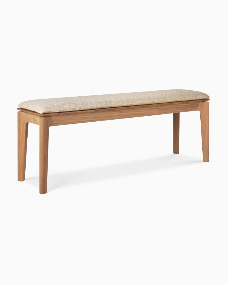 10383 Bokoutdoorbench137 teak Naturalfabric front2 cut HQ