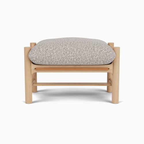 1 Avon Ottoman STONE BOUCLE Saddle Leather WHITE OAK