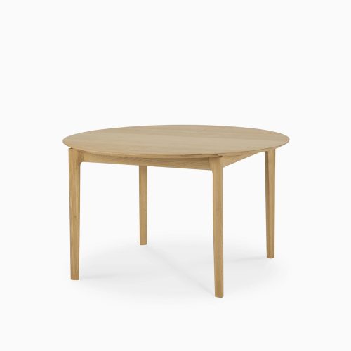 51527 Oak Bok round extendable dining table profile cut web