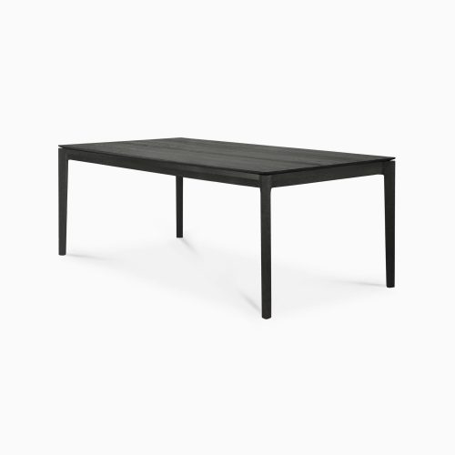 51544 oak bok extendable dining table black side cut web