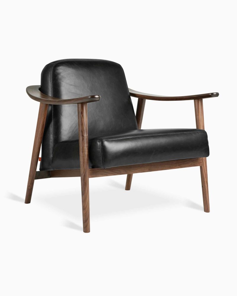 Baltic Chair Saddle Black Leather Walnut P01