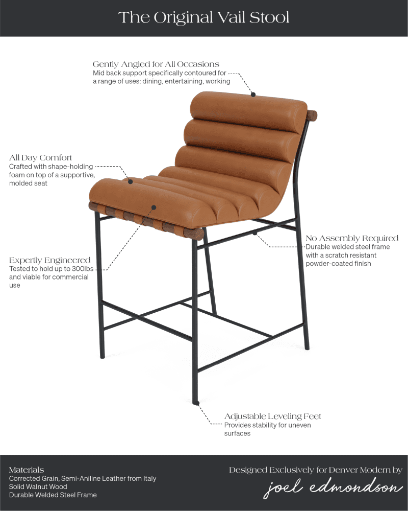 Vail Stool PDP 12 17 24 VLC Saddle WAL